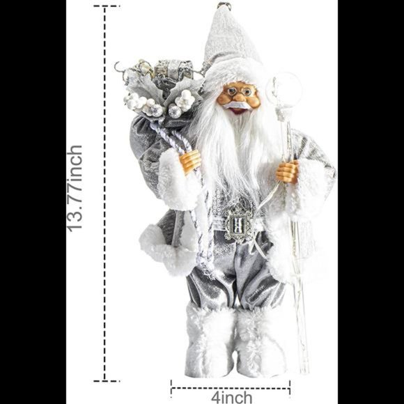 Christmas 13.8 inches Santa Claus Figurines with Lighting Walking Stick - Picture 10 of 11